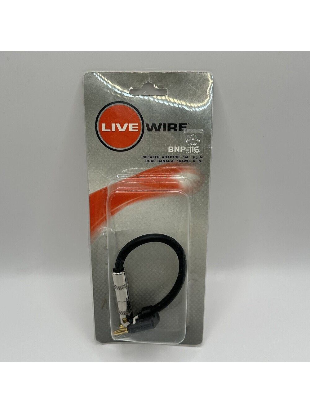 Livewire BNP-116 Speaker Adaptor Cable Connector - 1/4" TS Dual Banana Black 6"